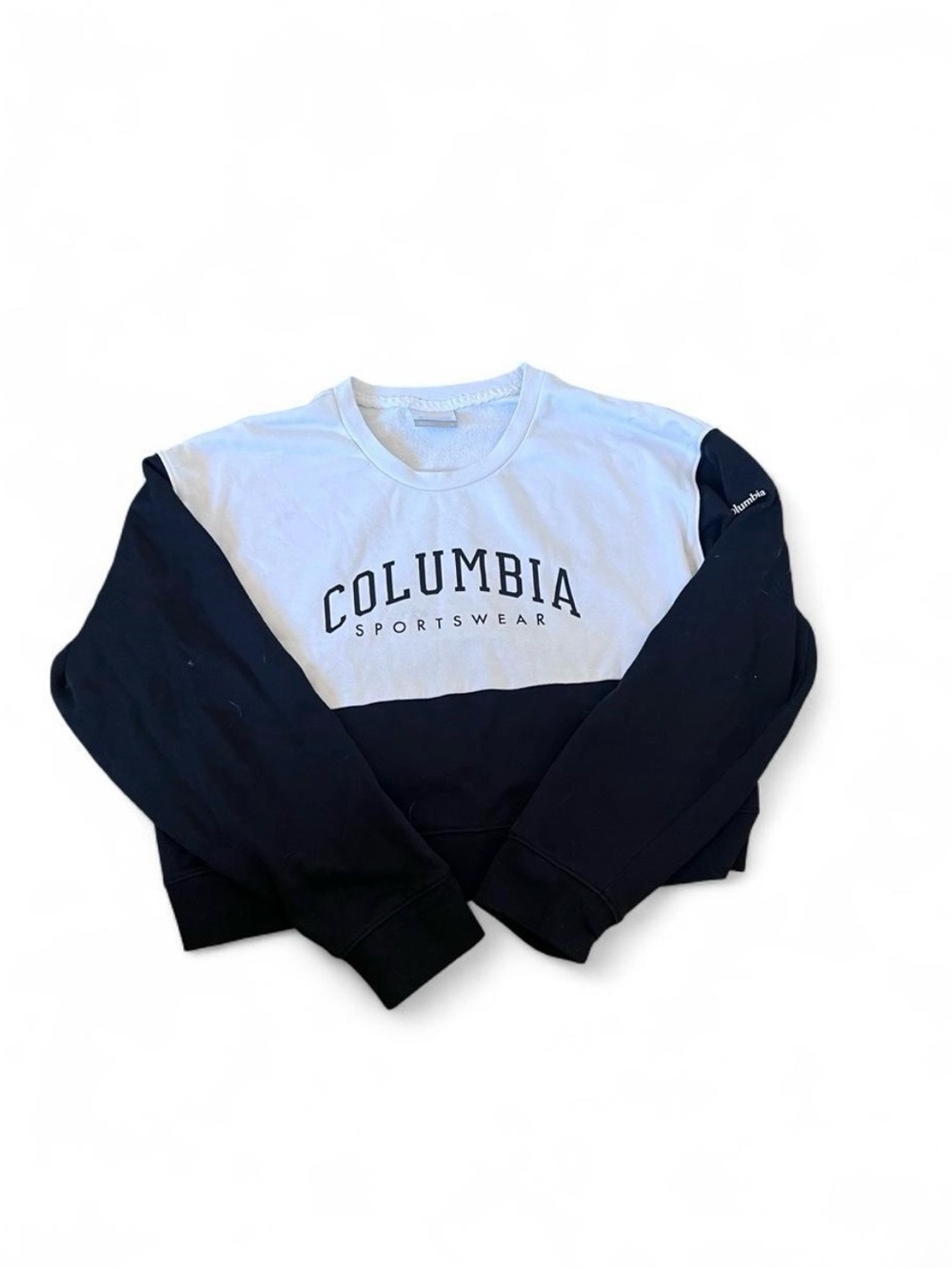 Columbia White & Black Colorblock Crewneck Sweatshirt